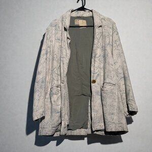 We The Free Patterned Linen Blazer Size Medium Women’s Cream Sage